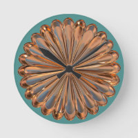 Art deco copper and teal fan shell design