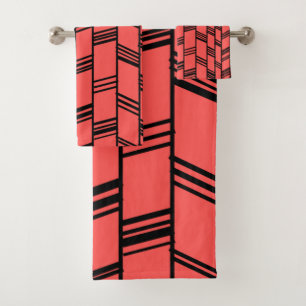 Art Deco Coral Bath Towel Set