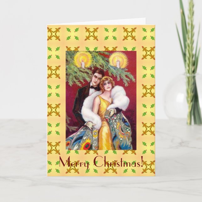 Art Deco Couple Merry Christmas Card (Front)