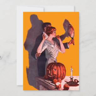 Art Deco Couple Mirror Jack O Lantern Pumpkin