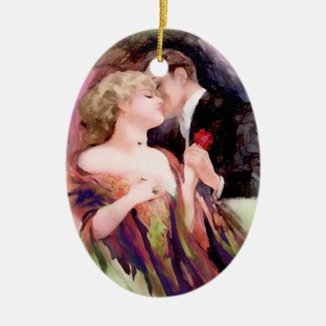 Art Deco Couple Personalised Ornament (Front)