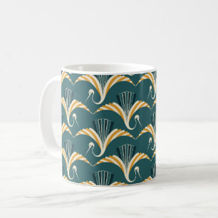 Art Deco Crane - blue background Coffee Mug