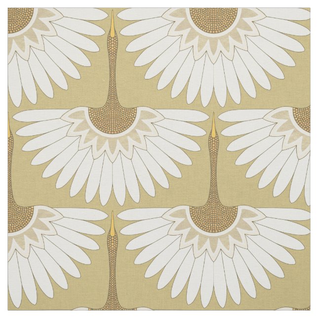art deco cranes gold fabric (Swatch)