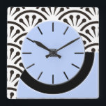 Art Deco Cut-A-Way (Sky Blue Black) Square Wall Clock<br><div class="desc">Concept of Cut-A-Way Wall Clock was based on a small vintage table clock found at a flea market. The original artist & manufacturer are unknown. The original digital painting for this clock captures the look of the original plastic with the suggestion of depth. Behind clock is a black and white...</div>