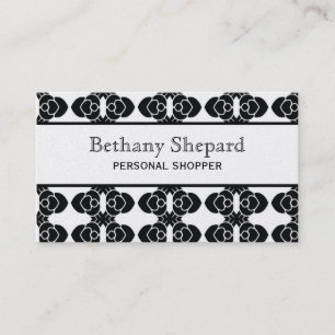 Art Deco Damask Business Card, Black Card