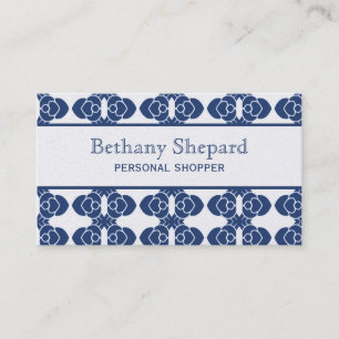 Art Deco Damask Business Card, Blue Card