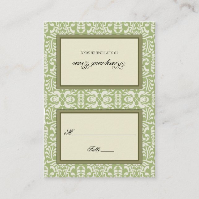 Art Deco Damask Place Card (Front)