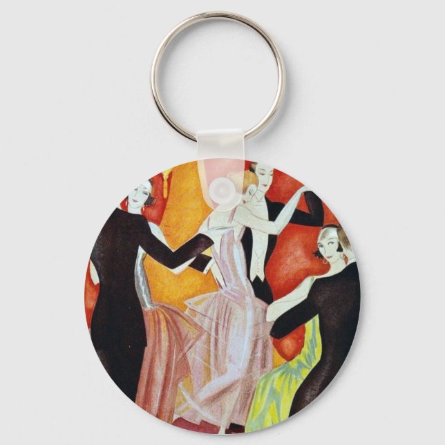 Art Deco Dancing Couples 1920s Ballroom  Key Ring (Front)