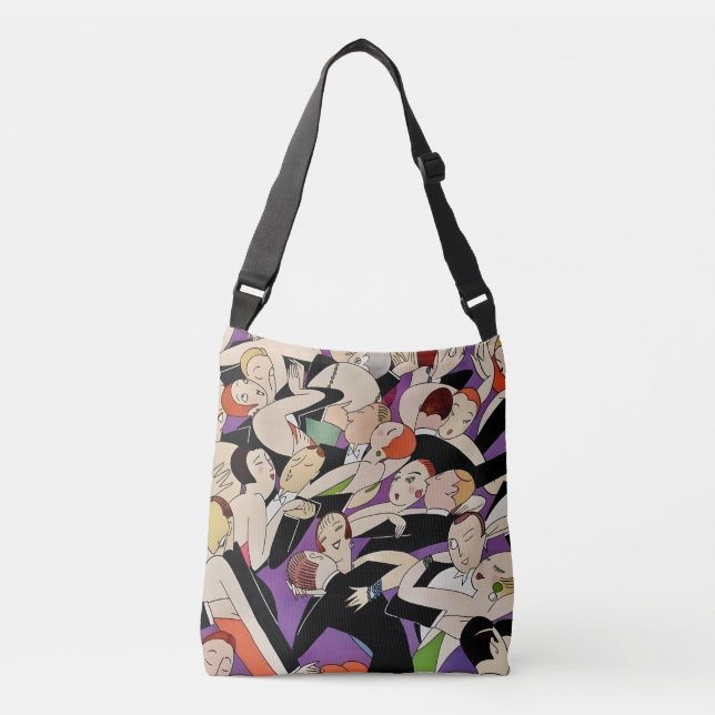 Art Deco Dancing Couples Pattern | 1920s Jazz Age  Crossbody Bag (Front)