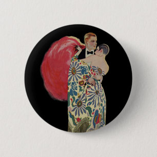 Art Deco Dancing, Vintage Love and Romance 6 Cm Round Badge