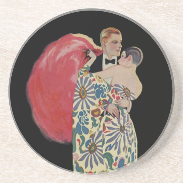 Art Deco Dancing, Vintage Love and Romance Coaster (Front)