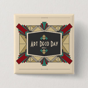 Art Deco Day Design 15 Cm Square Badge
