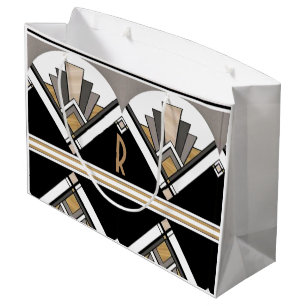 Art Deco Delight Pattern Personalised Initial Large Gift Bag