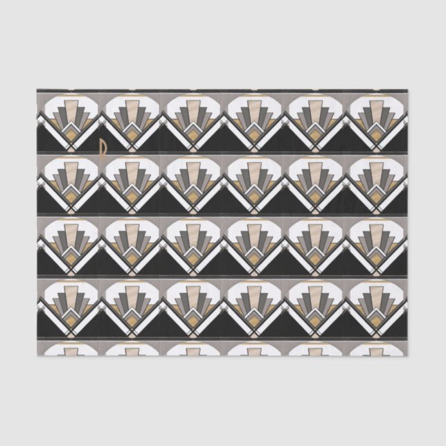 Art Deco Delight Pattern Personalised  Initial Tissue Paper (Front)