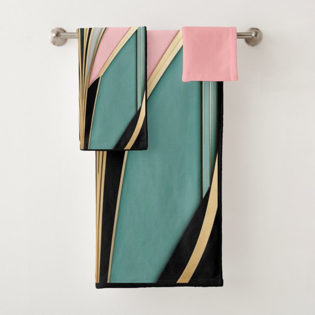 Art Deco Design Bath Towel Set. (Insitu)