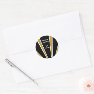 Art Deco Design Black And Gold Wedding Classic Round Sticker
