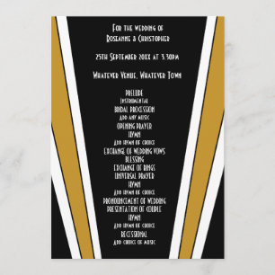 Art Deco Design Black And Gold Wedding Programme