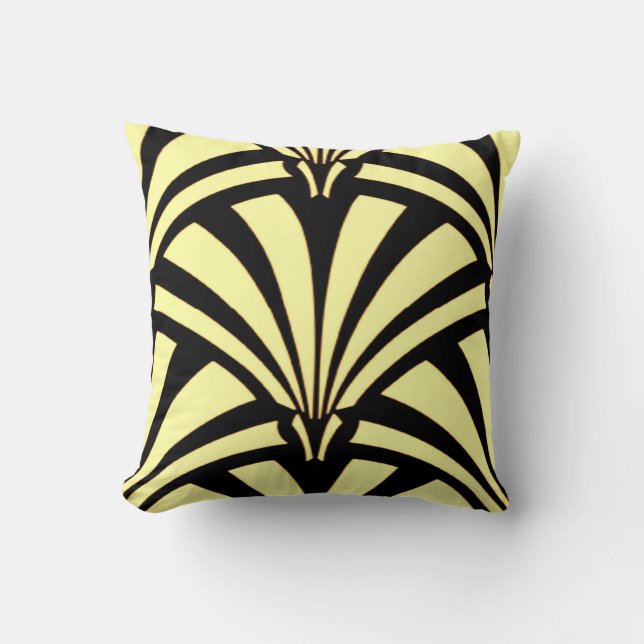 Art Deco Design Black & Yellow Throw Pillow (Front)