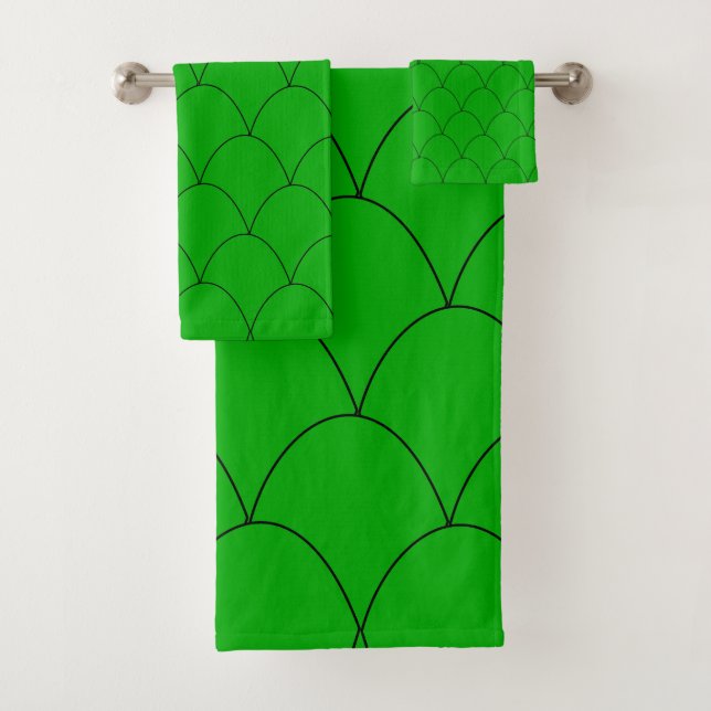 Art Deco Design Green Bath Towel Set (Insitu)