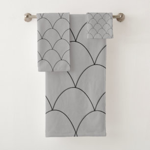 Art Deco Design Grey Bath Towel Set