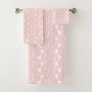 Art Deco Design Pink Bath Towel Set