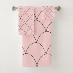 Art Deco Design Pink Bath Towel Set