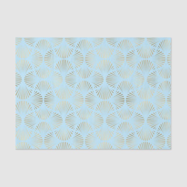 Art Deco Design, Teal & Gold Pattern Tissue Paper (Front)