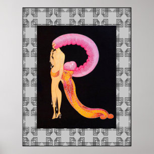 Art Deco Design with Erte's letter R Poster