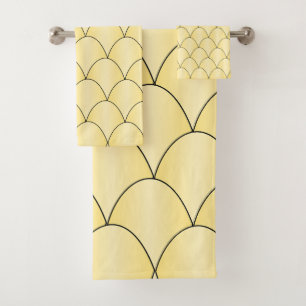 Art Deco Design Yellow Bath Towel Set
