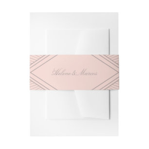 Art Deco Diamond Blush Pink Wedding Invitation Belly Band