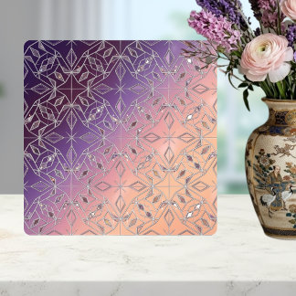 Art Deco Diamond Pattern Purple Peach Ombre Tile