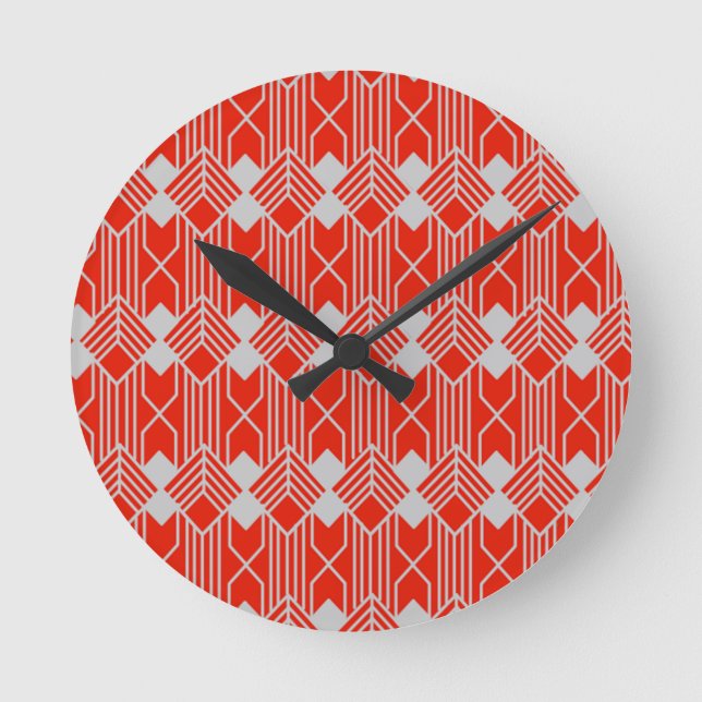 Art Deco Diamond Shapes and Lines  Round Clock (Front)