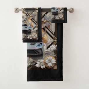 Art Deco Diamond Sportscar Drive Bath Towel Set