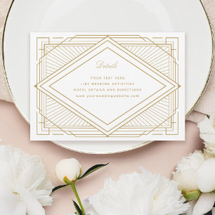 Art Deco Diamond White and Gold Wedding Enclosure Card