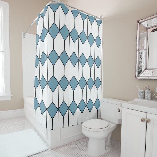 Art Deco Diamonds and Hexagons  Shower Curtain (In Situ)