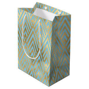 Art Deco Diamonds, Teal & Gold Pattern Medium Gift Bag
