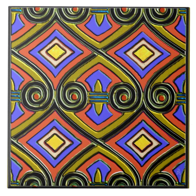 Art Deco Does Persia (Bright Multi-Colour) Tile (Front)