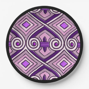Art Deco Does Persia (Bright Purples) Paper Plate