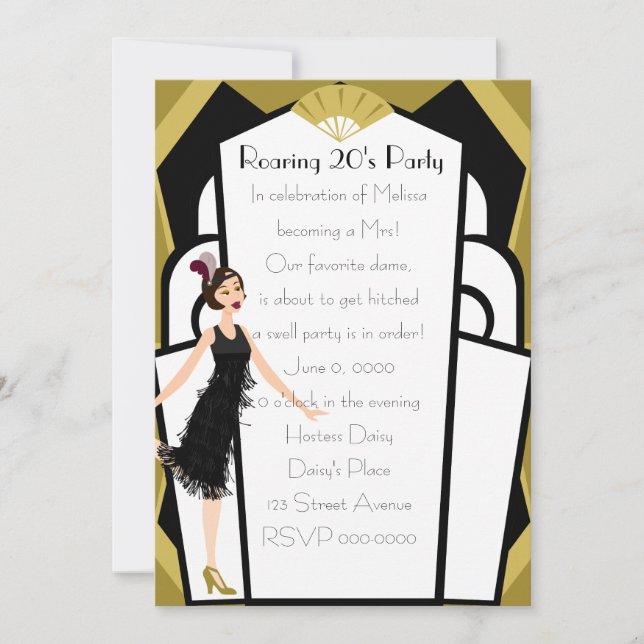 Art  Deco Doll Invitation (Front)