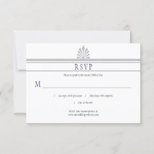 Art Deco Dove Grey and Purple RSVP   Card