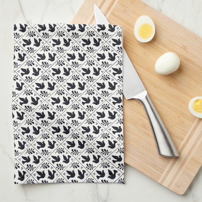 Art Deco Doves Tea Towel (Quarter Fold)