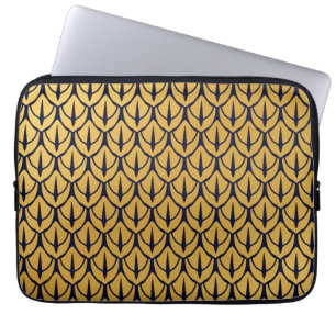 Art Deco Dragon Scales - Blue and Gold Scales Laptop Sleeve