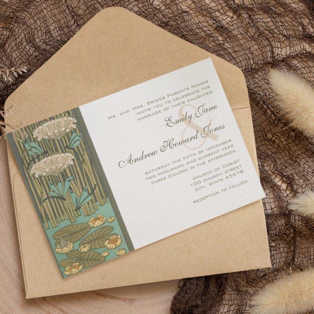 Art Deco Dragonfly Lily Pad Fairytale Wedding  Invitation (Creator Uploaded)