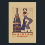 Art Deco Drink Poster<br><div class="desc">Beautiful Art Deco advertising poster for champagne in tones of blues and browns. Featuring a giant bottle of bubbly being admired by two lovely ladies dressed in Art Deco frocks.</div>