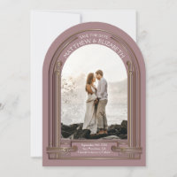 Art Deco Dusty Rose Bronze Arch Save the Date