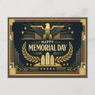 Art Deco Eagle Monument Memorial Day  Holiday Postcard