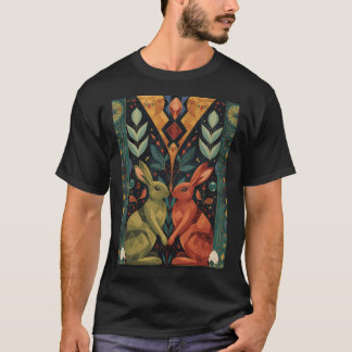 Art Deco Earthy Easter Bunnies T-Shirt