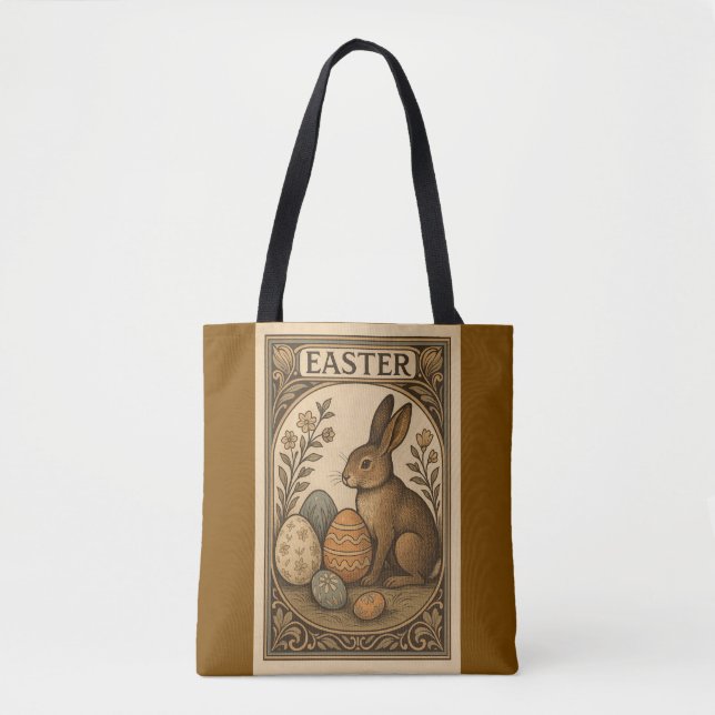  Art Deco Easter – Elegant Bunnies & Geometric Egg Tote Bag (Front)