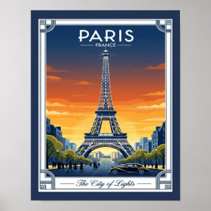 Art Deco Eiffel Tower Paris France Poster