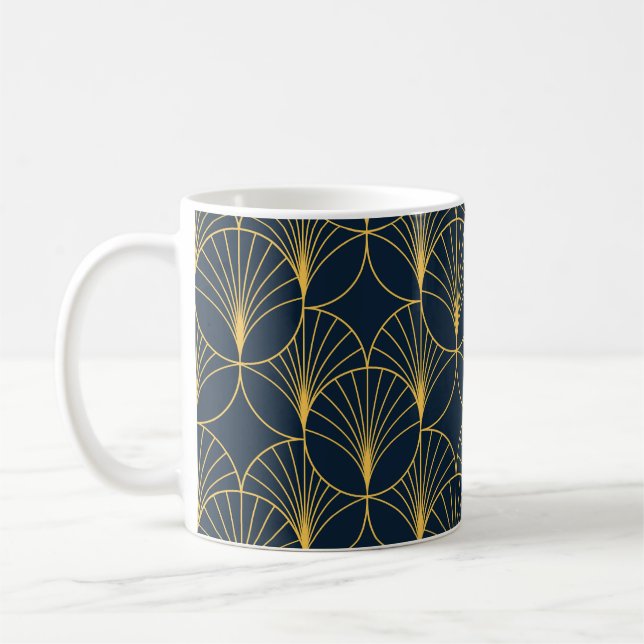 Art Deco Elegance: Fan Motifs Coffee Mug (Left)